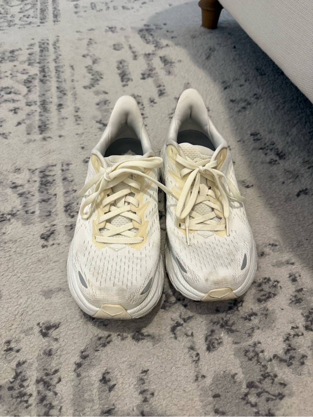 Hoka White Cream Women's Athletic Running Shoes